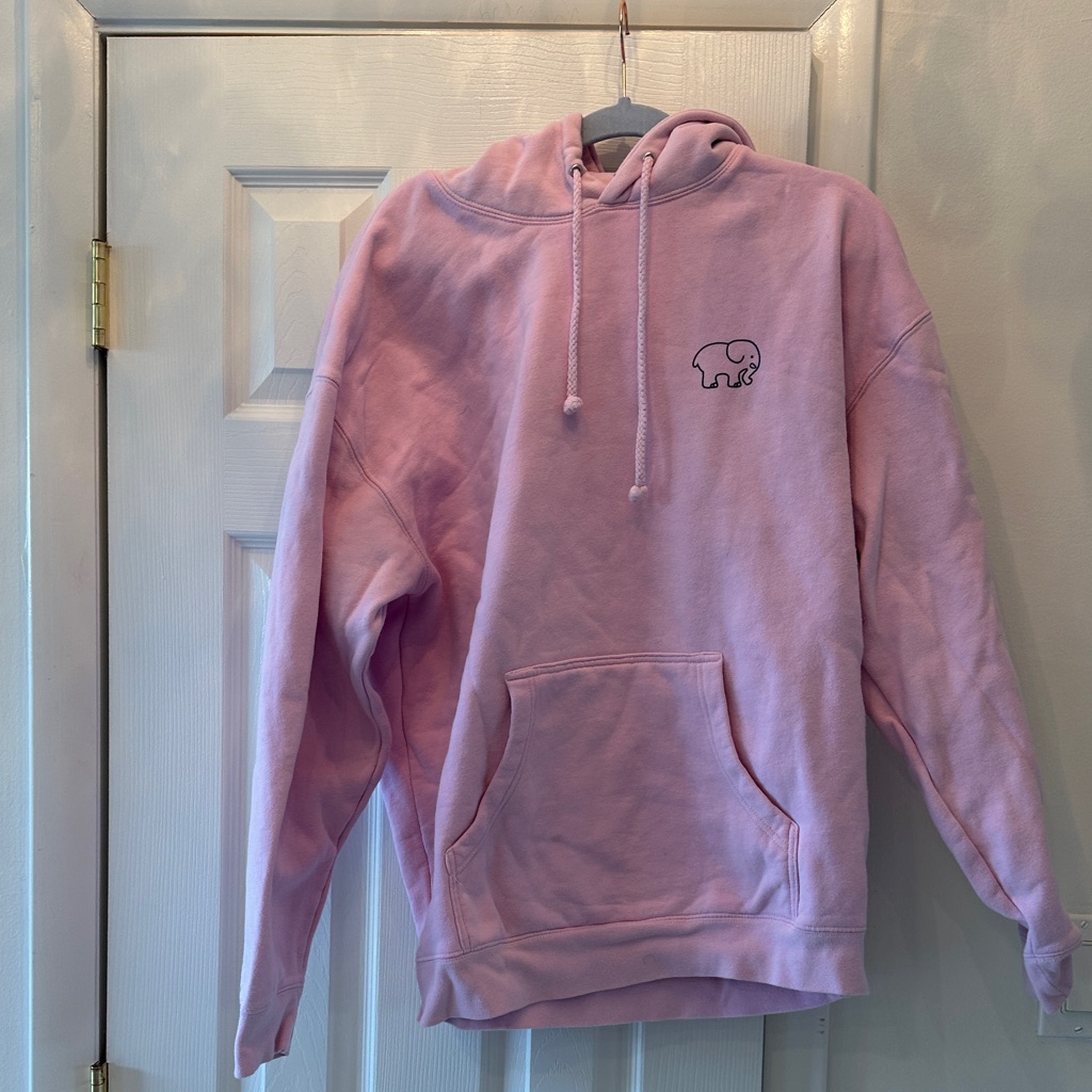 Ivory Ella Pink Pullover Hoodie With Elephant Logo